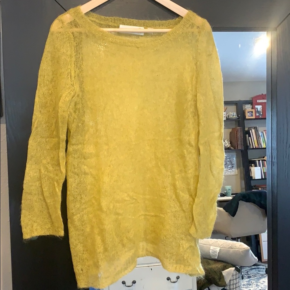 Anthropologie chartreuse boatneck sweater